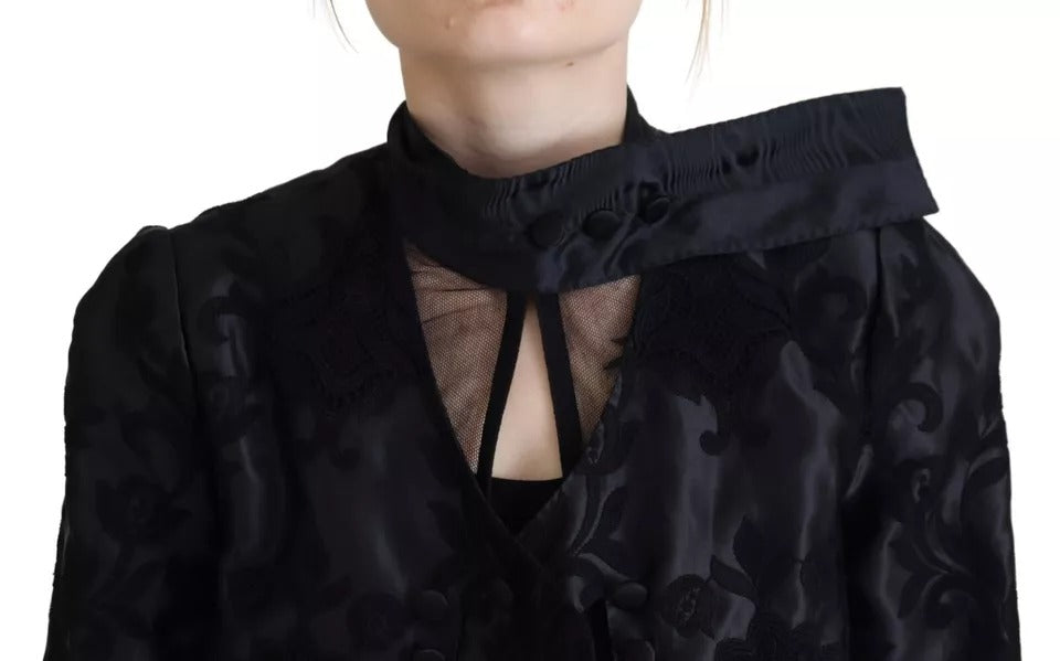 Chaqueta de organza y seda con corsé transparente y encaje negro de Dolce &amp; Gabbana