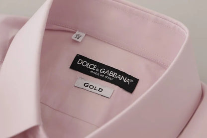 Vestido formal de algodón rosa claro Dolce &amp; Gabbana para hombre Camisa dorada