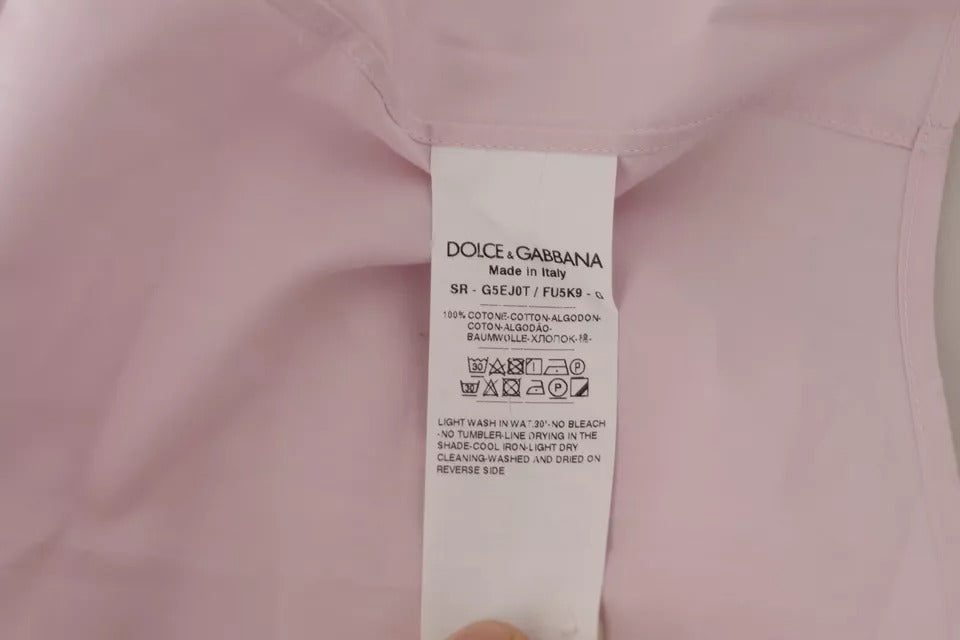 Vestido formal de algodón rosa claro Dolce &amp; Gabbana para hombre Camisa dorada