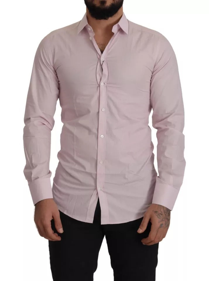 Vestido formal de algodón rosa claro Dolce &amp; Gabbana para hombre Camisa dorada