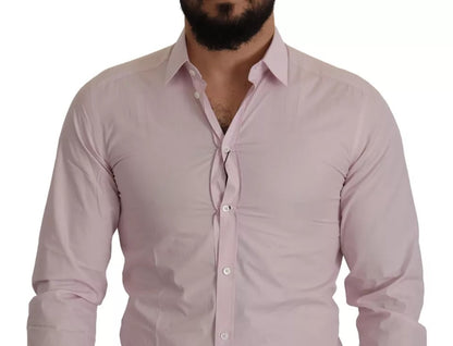 Vestido formal de algodón rosa claro Dolce &amp; Gabbana para hombre Camisa dorada