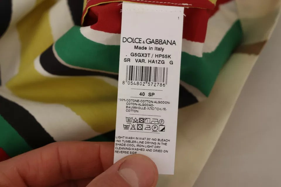 Camisa de algodón de manga corta con rayas multicolor de Dolce &amp; Gabbana