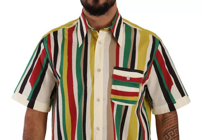 Camisa de algodón de manga corta con rayas multicolor de Dolce &amp; Gabbana