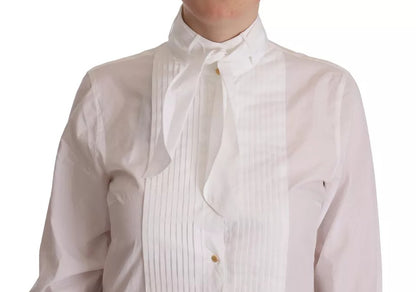 Camisa formal de manga larga con cuello de algodón blanco de Dolce &amp; Gabbana