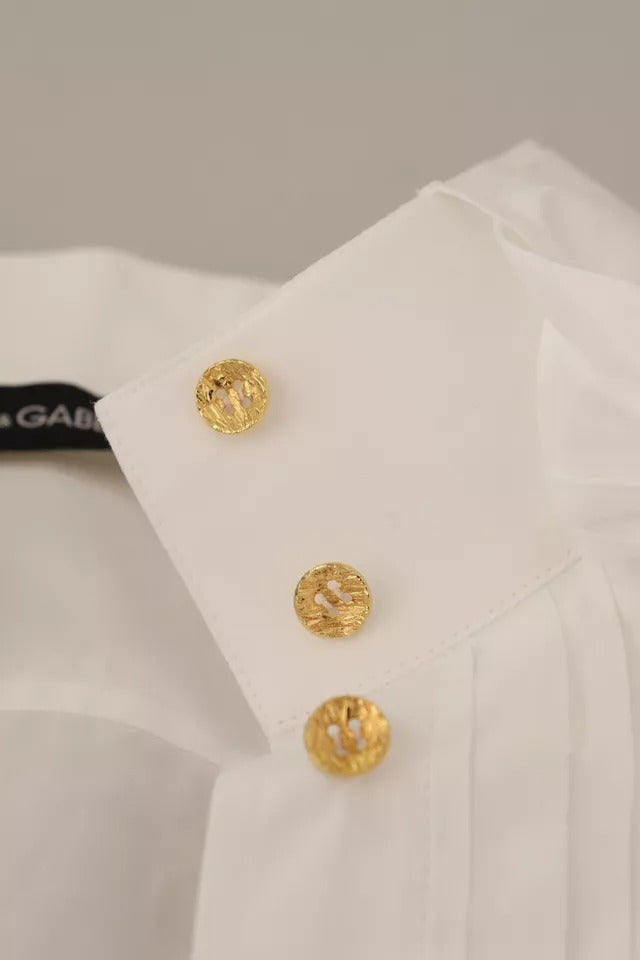 Camisa formal de manga larga con cuello de algodón blanco de Dolce &amp; Gabbana