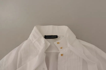 Camisa formal de manga larga con cuello de algodón blanco de Dolce &amp; Gabbana