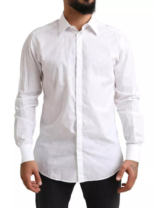 Camisa de vestir formal de algodón con diseño de esmoquin en color blanco dorado de Dolce &amp; Gabbana