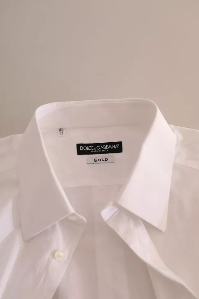 Camisa de vestir formal de algodón con diseño de esmoquin en color blanco dorado de Dolce &amp; Gabbana