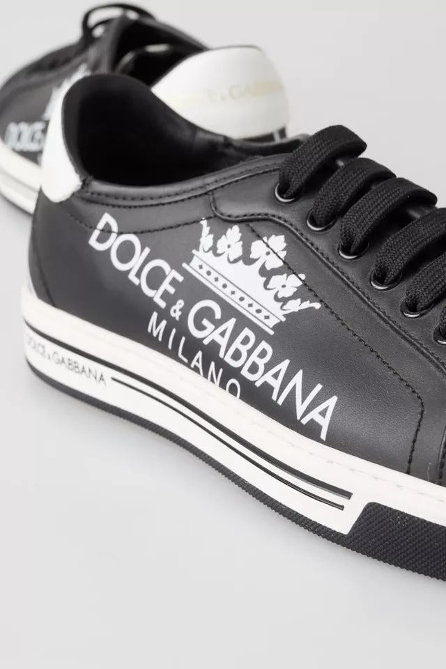 Zapatillas deportivas de piel negra Crown Milano de Dolce &amp; Gabbana