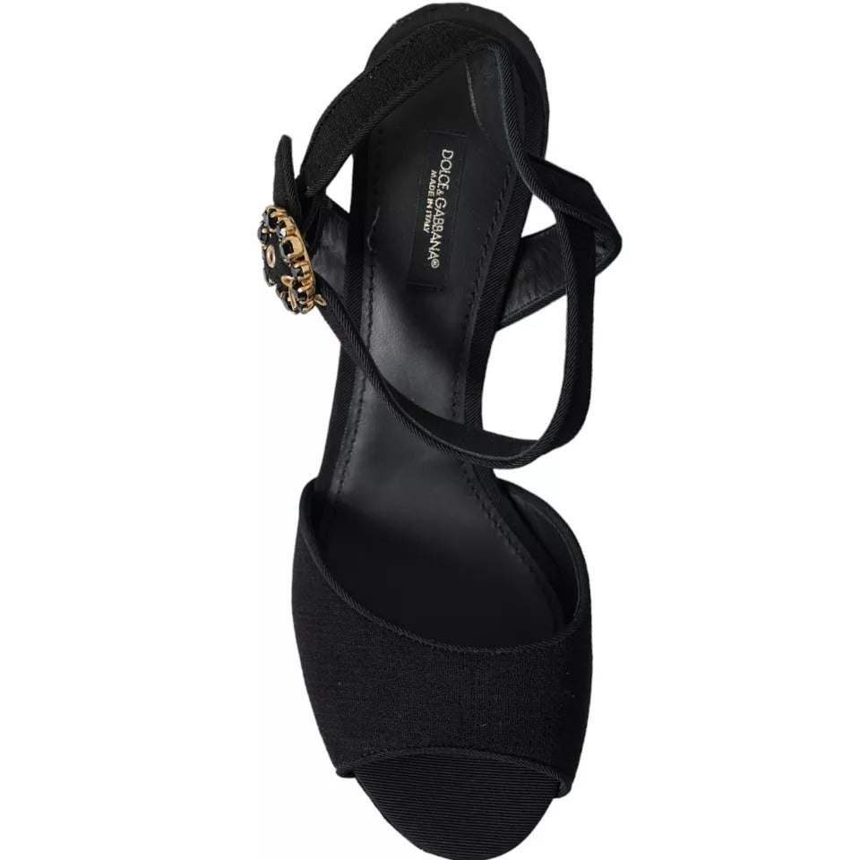 Sandalias con plataforma y cristales y tacones negros de Dolce &amp; Gabbana