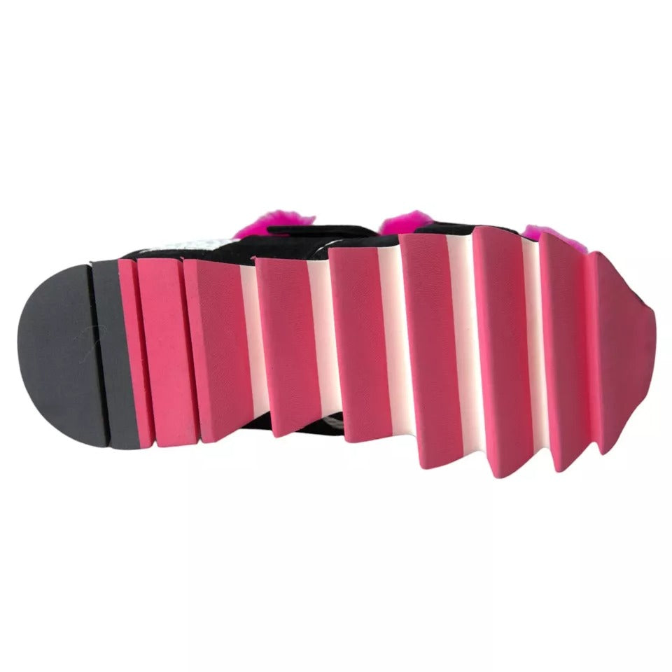 Zapatillas deportivas elásticas de neopreno con diseño de tiburón en color rosa y negro de Dolce &amp; Gabbana