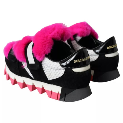 Zapatillas deportivas elásticas de neopreno con diseño de tiburón en color rosa y negro de Dolce &amp; Gabbana