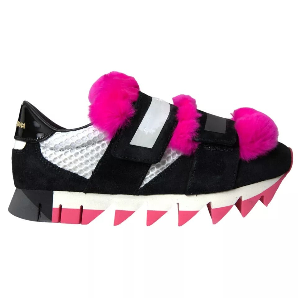 Zapatillas deportivas elásticas de neopreno con diseño de tiburón en color rosa y negro de Dolce &amp; Gabbana