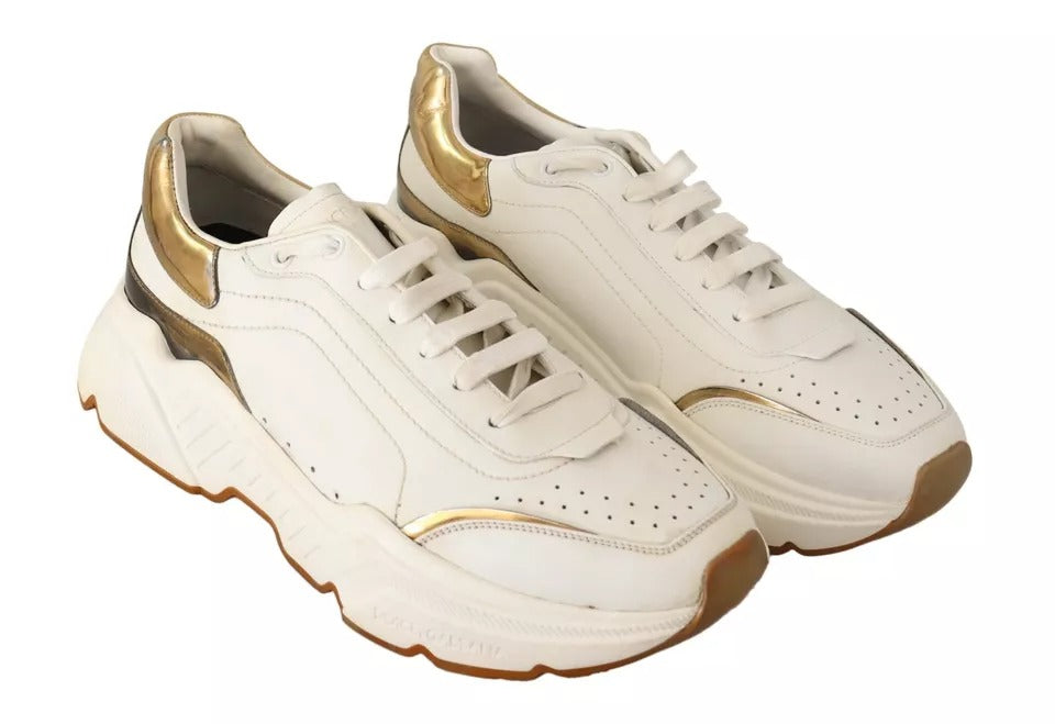 Dolce & Gabbana White Gold Leather Sport DAYMASTER Sneakers Shoes