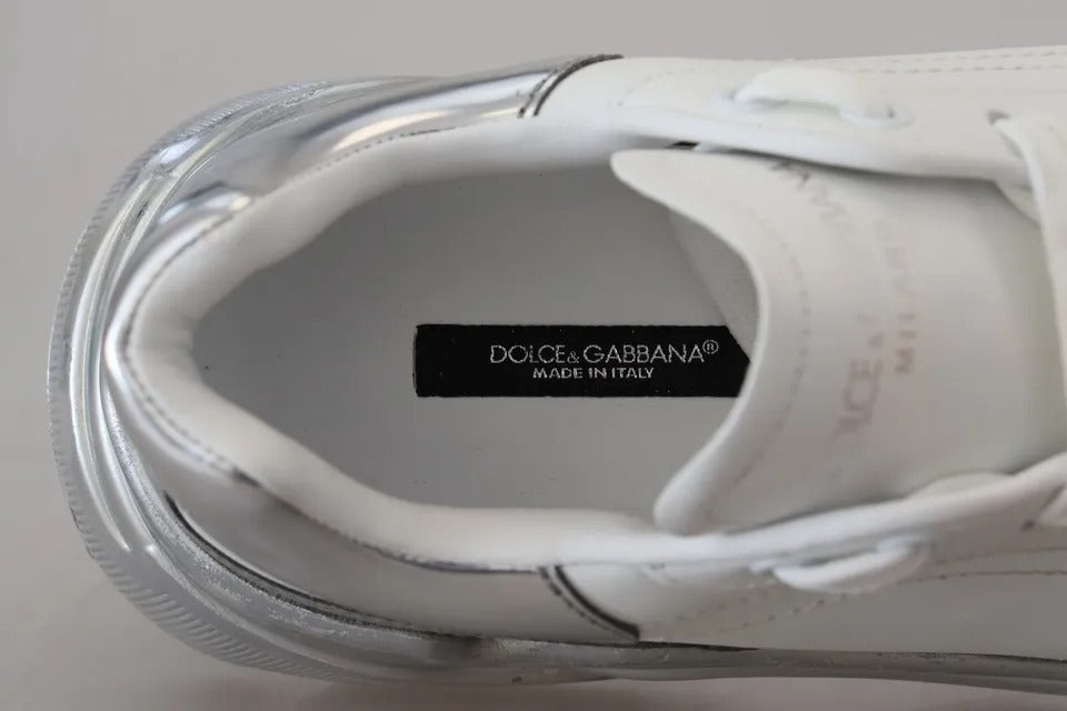 Zapatillas Daymaster de piel plateada y blanca de Dolce &amp; Gabbana