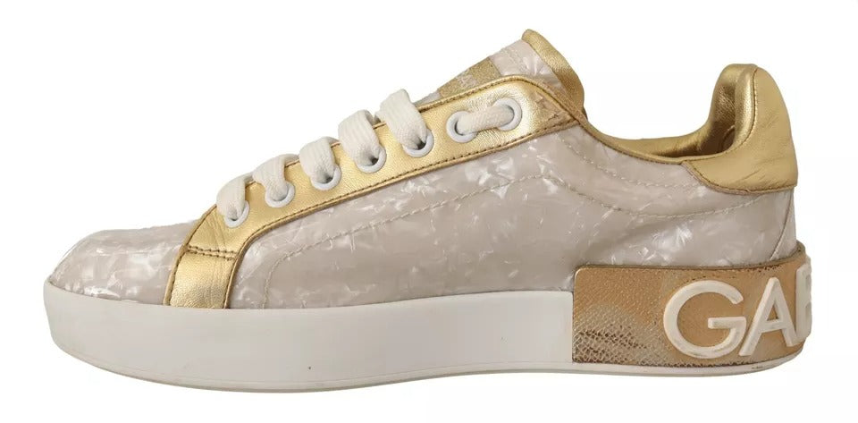 Zapatillas deportivas blancas Portofino con nácar de Dolce &amp; Gabbana