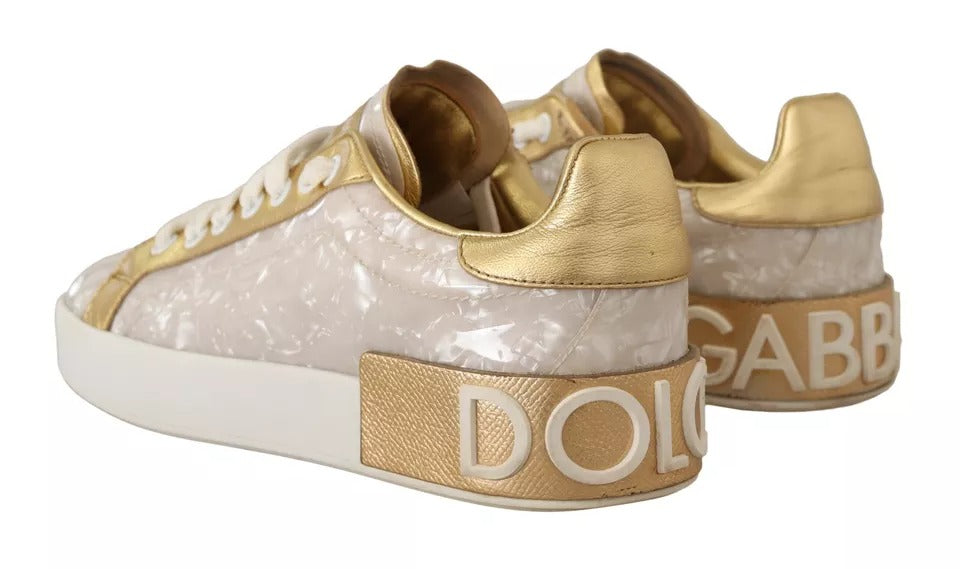 Zapatillas deportivas blancas Portofino con nácar de Dolce &amp; Gabbana