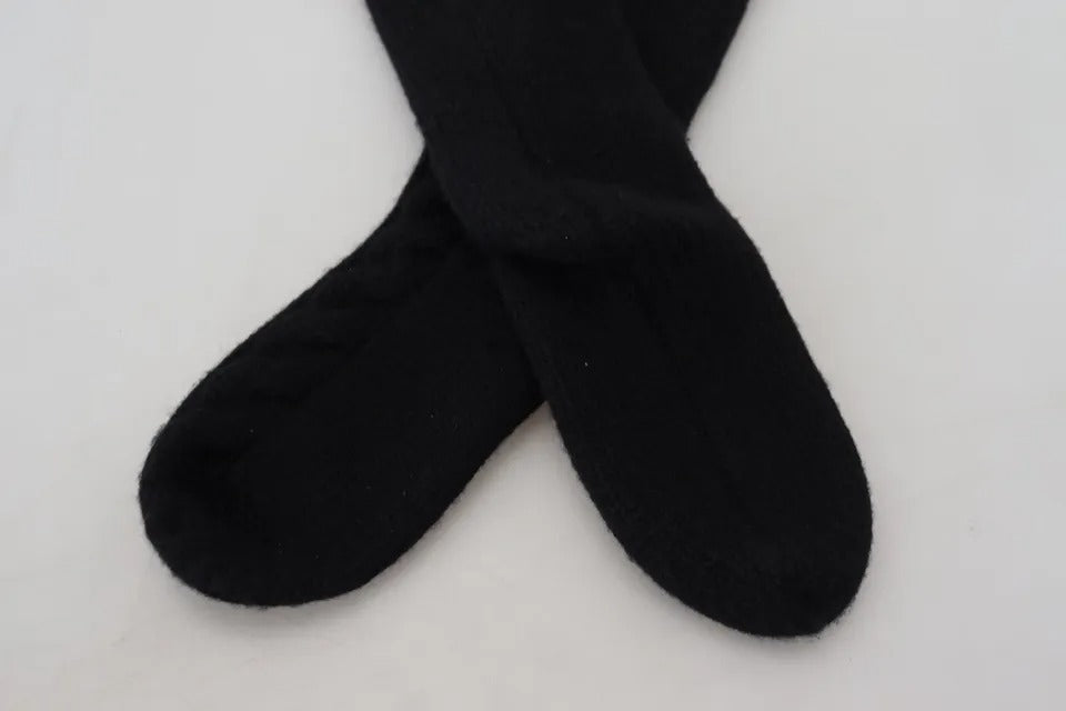 Calcetines largos de mujer de punto de lana de becerro en color negro de Dolce &amp; Gabbana