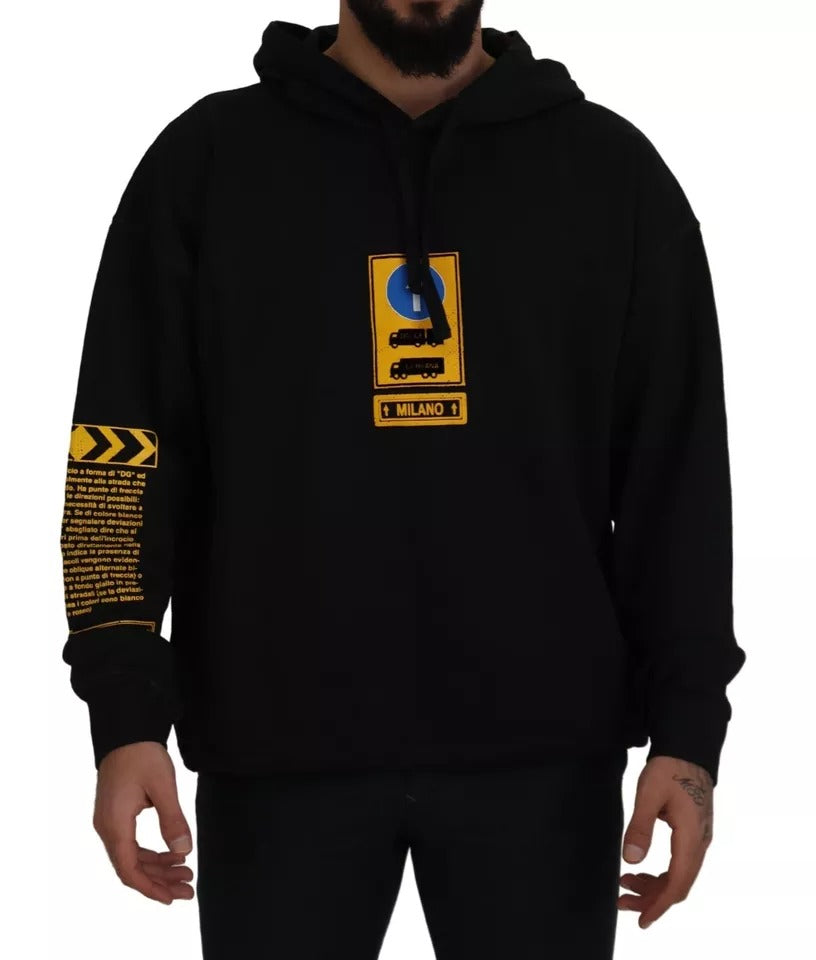 Sudadera con capucha y logotipo de algodón negro de Dolce &amp; Gabbana