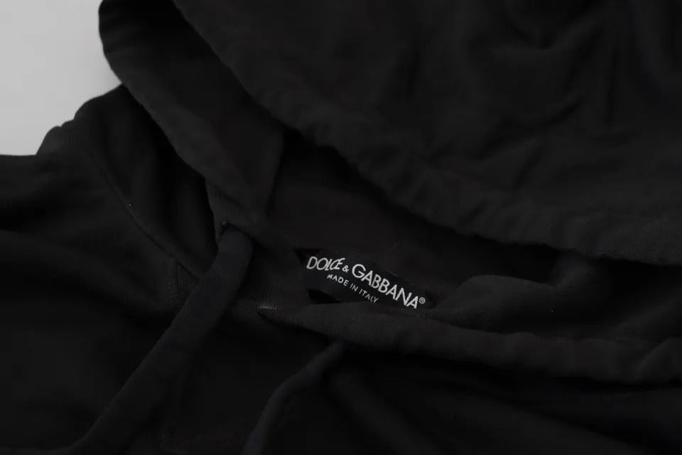 Sudadera con capucha y logotipo de algodón negro de Dolce &amp; Gabbana