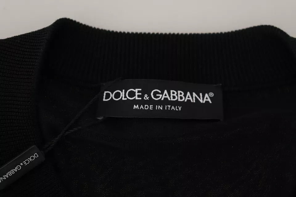 Suéter de cuello redondo de poliéster negro para hombre de Dolce &amp; Gabbana