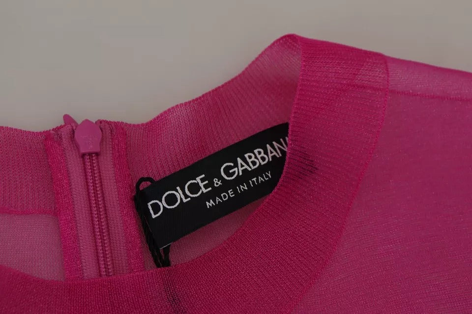 Suéter de cuello redondo de poliéster fucsia de Dolce &amp; Gabbana