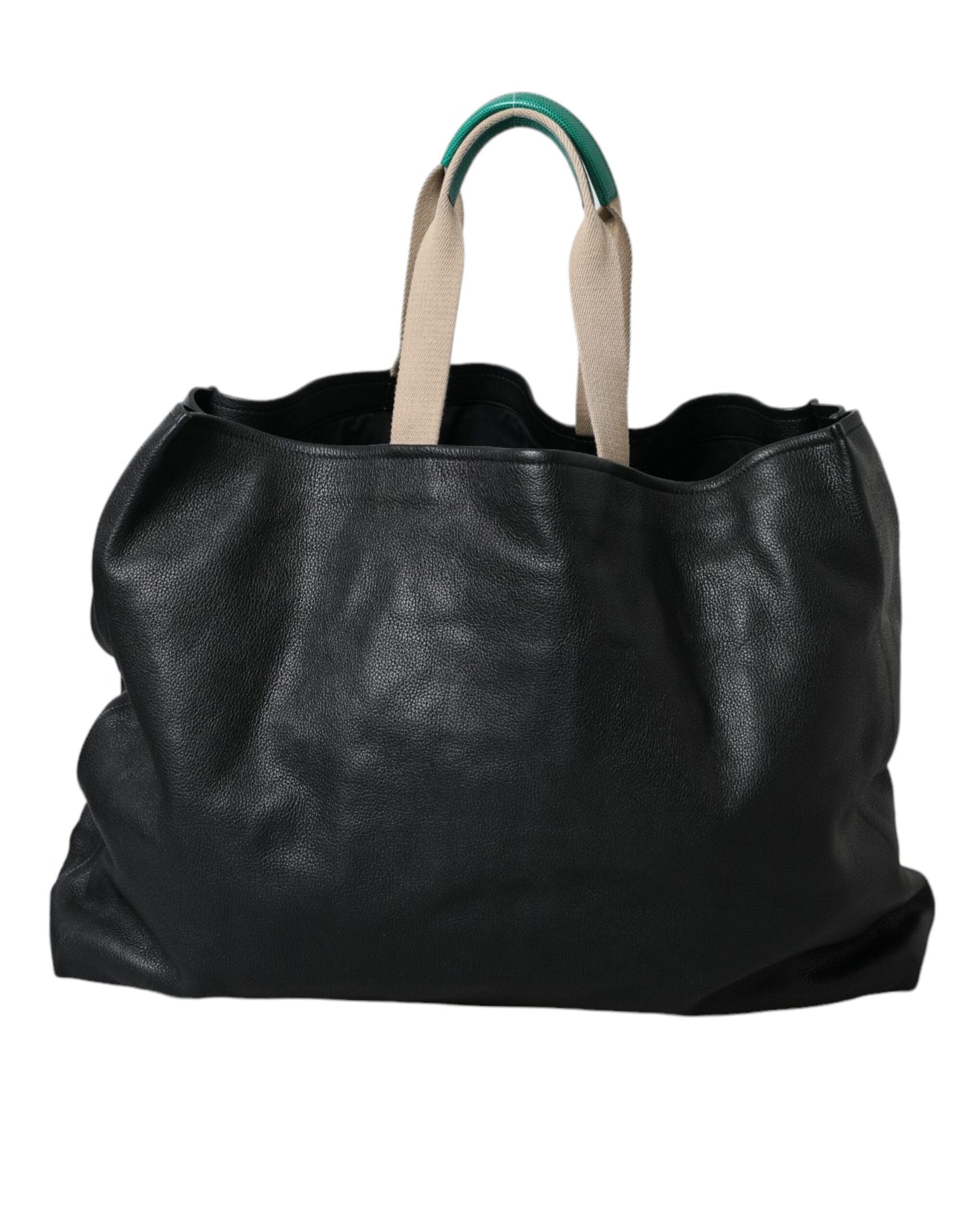 Bolso de compras de cuero negro con parche #DGFamily