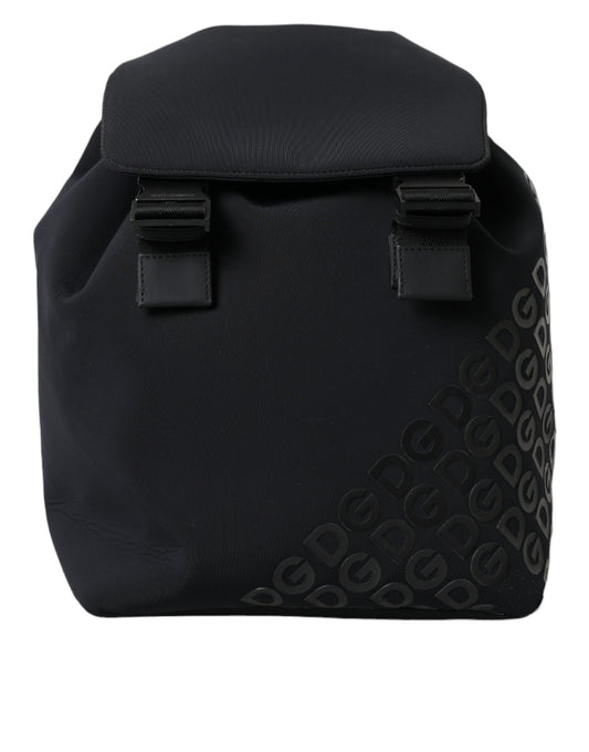 Mochila escolar de nailon y neopreno de color negro con logotipo DG