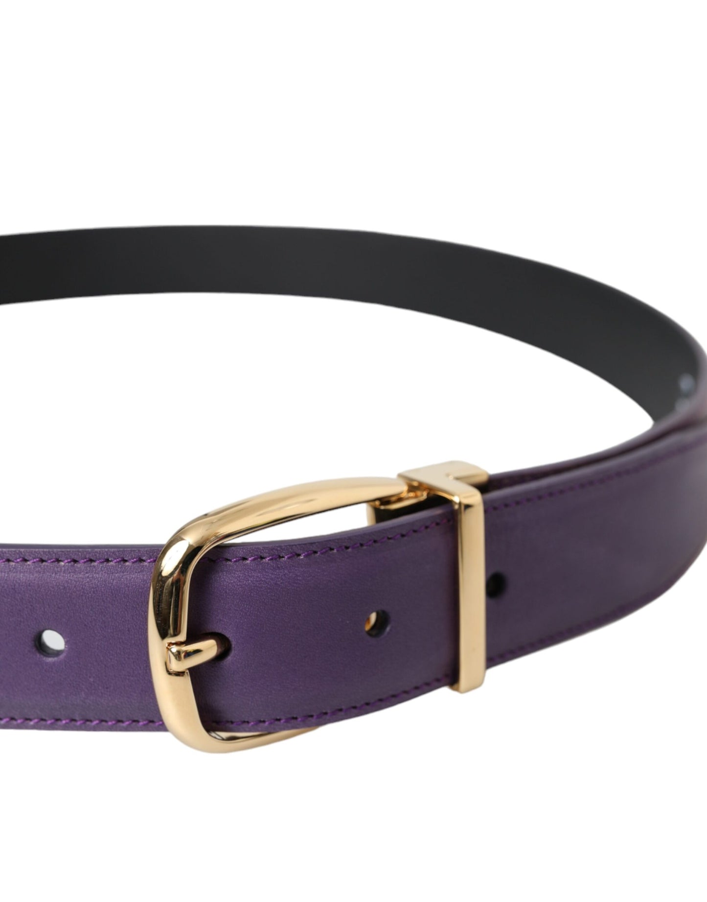 Cinturón de cuero morado con hebilla de metal dorado de Dolce &amp; Gabbana para hombre