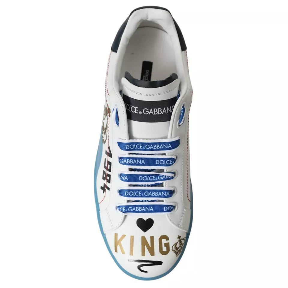 Dolce & Gabbana Blue White Printed Portofino Melt Sneakers Shoes