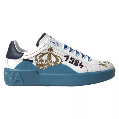 Dolce & Gabbana Blue White Printed Portofino Melt Sneakers Shoes