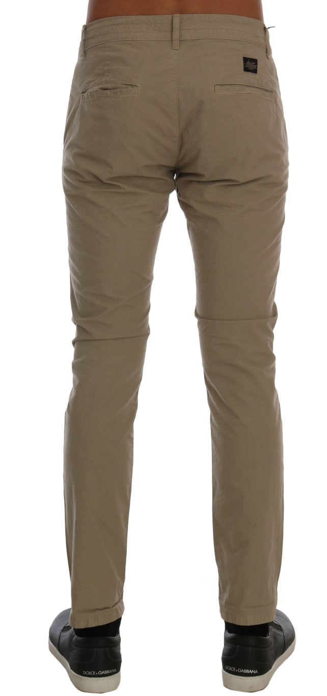 Daniele Alessandrini Beige Slim Fit Chinos for Sophisticated Style