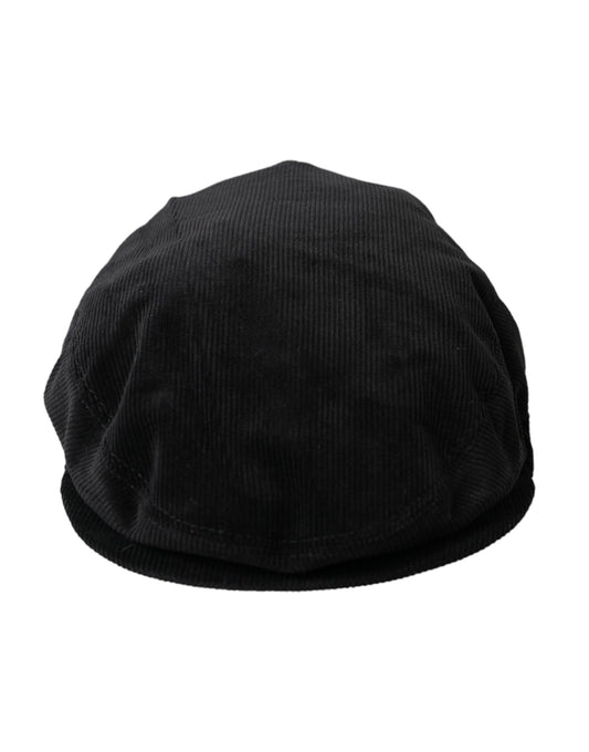 Gorra de pana negra con corona y diseño de repartidor de periódicos Dolce &amp; Gabbana para hombre