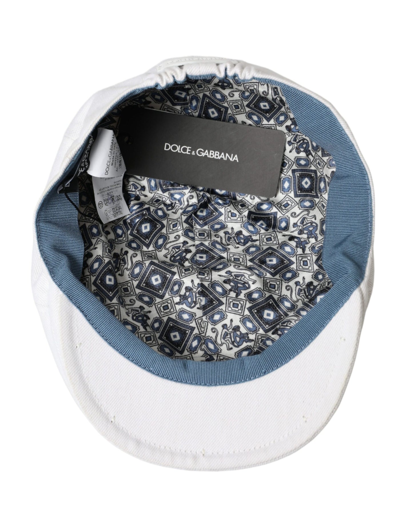 Gorra de vendedor de periódicos de tela de algodón blanca Dolce &amp; Gabbana para hombre