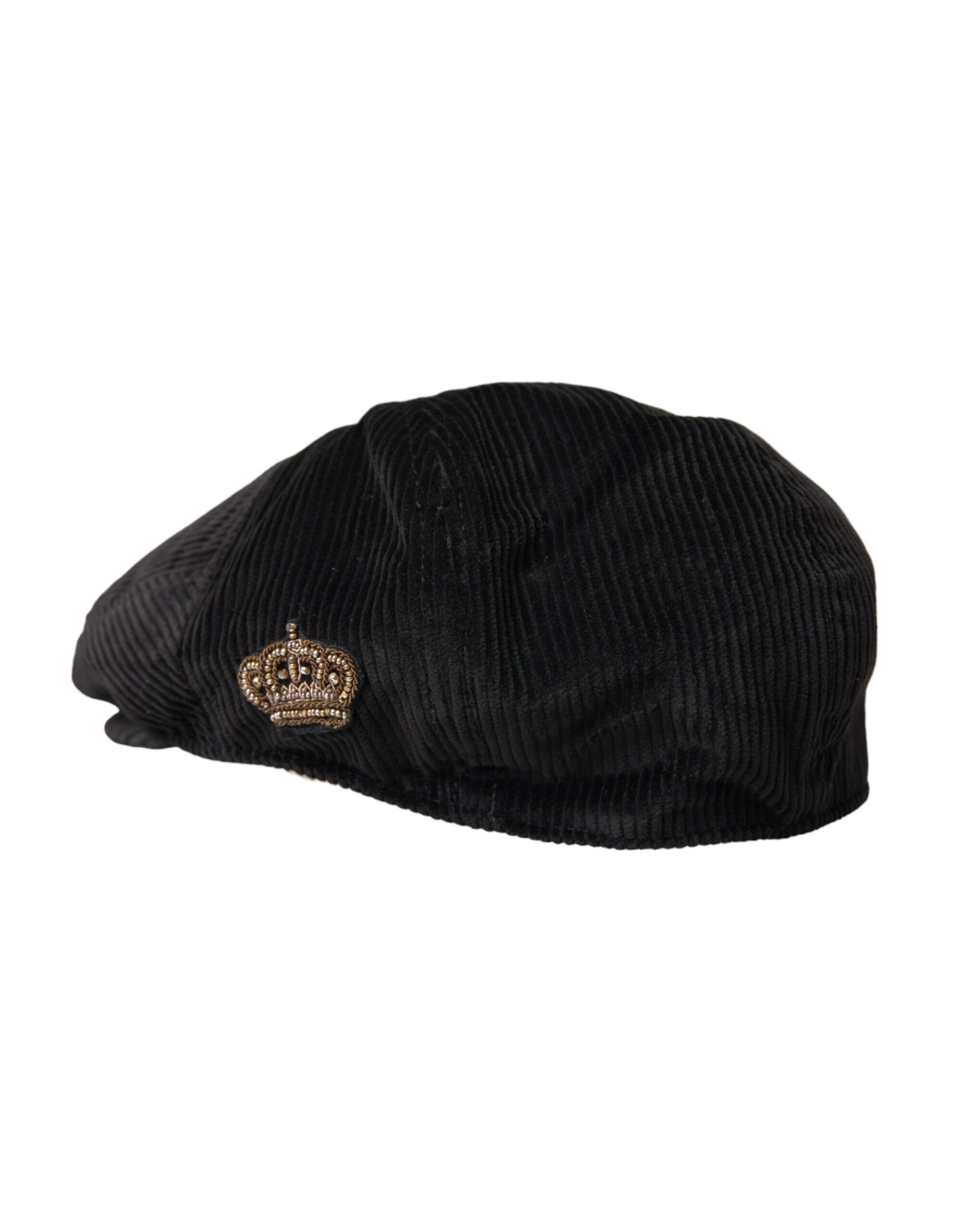 Gorra de pana negra con corona y diseño de repartidor de periódicos Dolce &amp; Gabbana para hombre