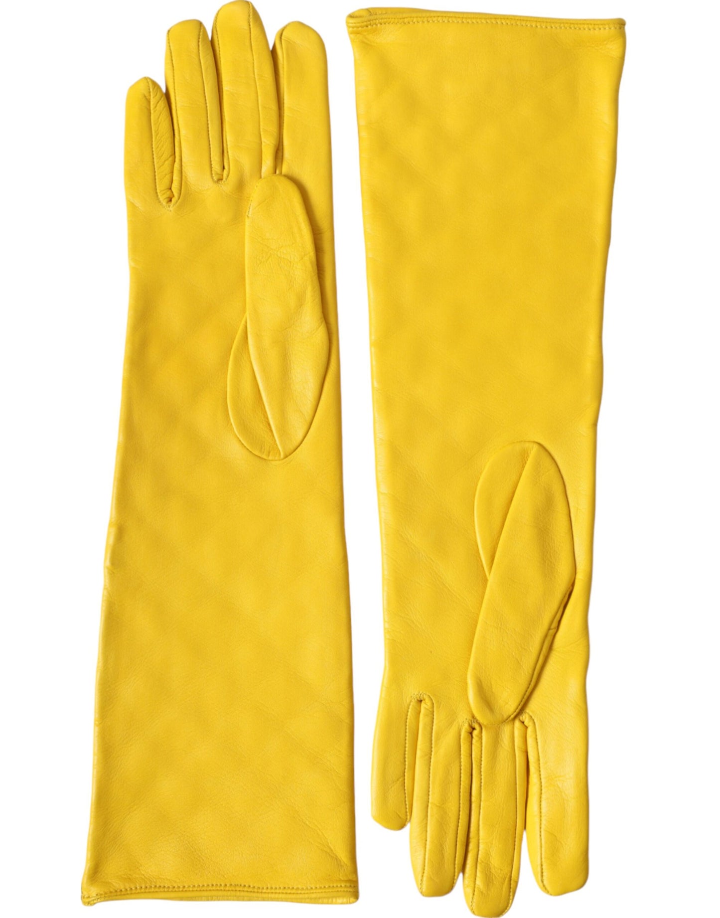 Guantes de cuero dorado acolchados hasta la mitad del brazo de Dolce &amp; Gabbana