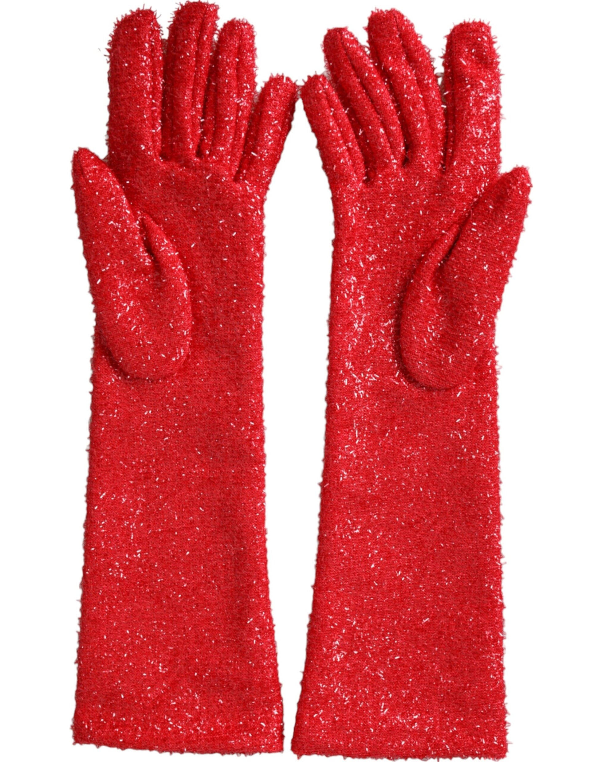 Guantes de media manga con diseño de fantasía de lúrex rojo de Dolce &amp; Gabbana