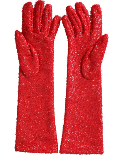 Guantes de media manga con diseño de fantasía de lúrex rojo de Dolce &amp; Gabbana