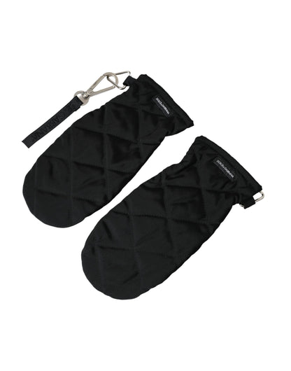 Guantes mitón de nailon acolchado negro hasta la muñeca de Dolce &amp; Gabbana