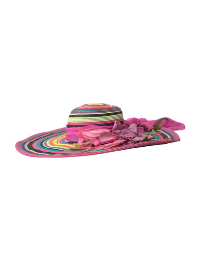Sombrero flexible de ala ancha con diseño de fantasía multicolor de Dolce &amp; Gabbana