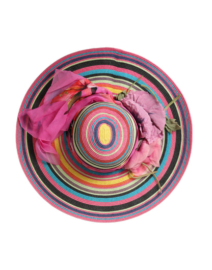 Sombrero flexible de ala ancha con diseño de fantasía multicolor de Dolce &amp; Gabbana