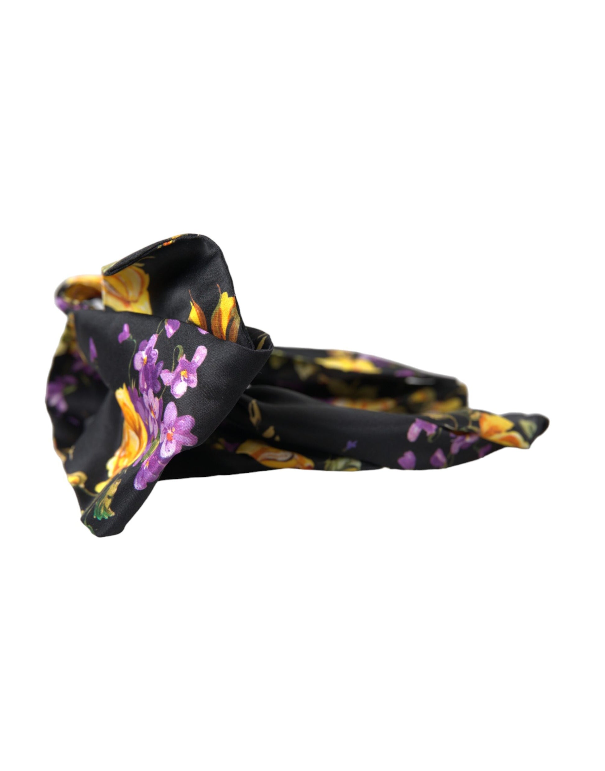 Black Floral Applique Silk Women Headband Diadem