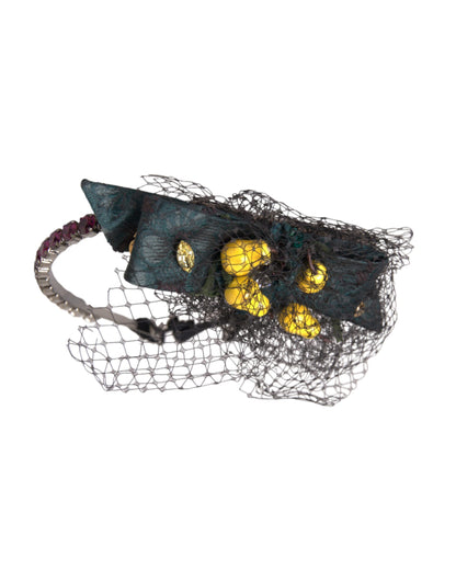 Black Lemons Sicily Purple Crystal Net Headband Diadem