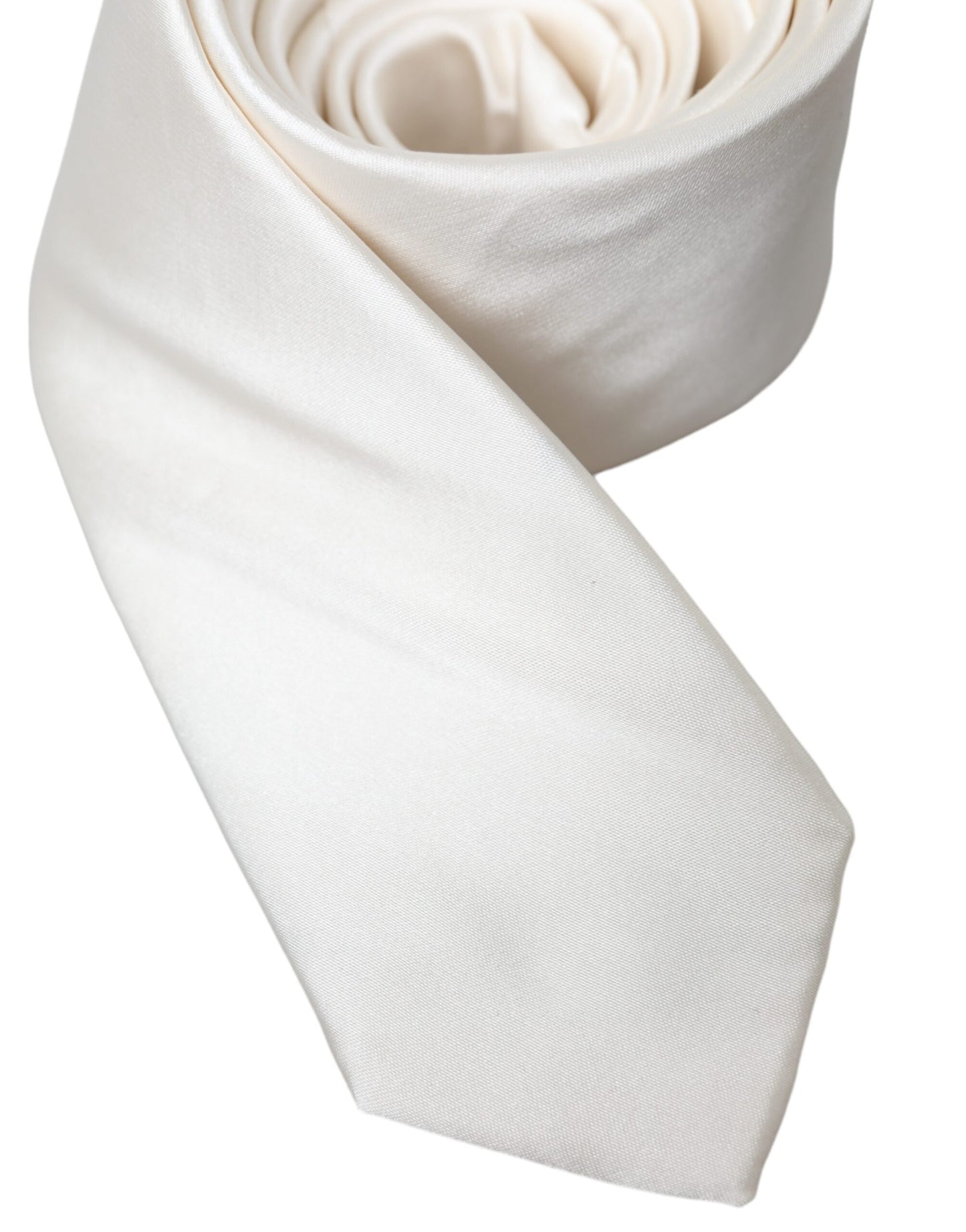 Dolce & Gabbana White Solid 100% Silk Adjustable Tie