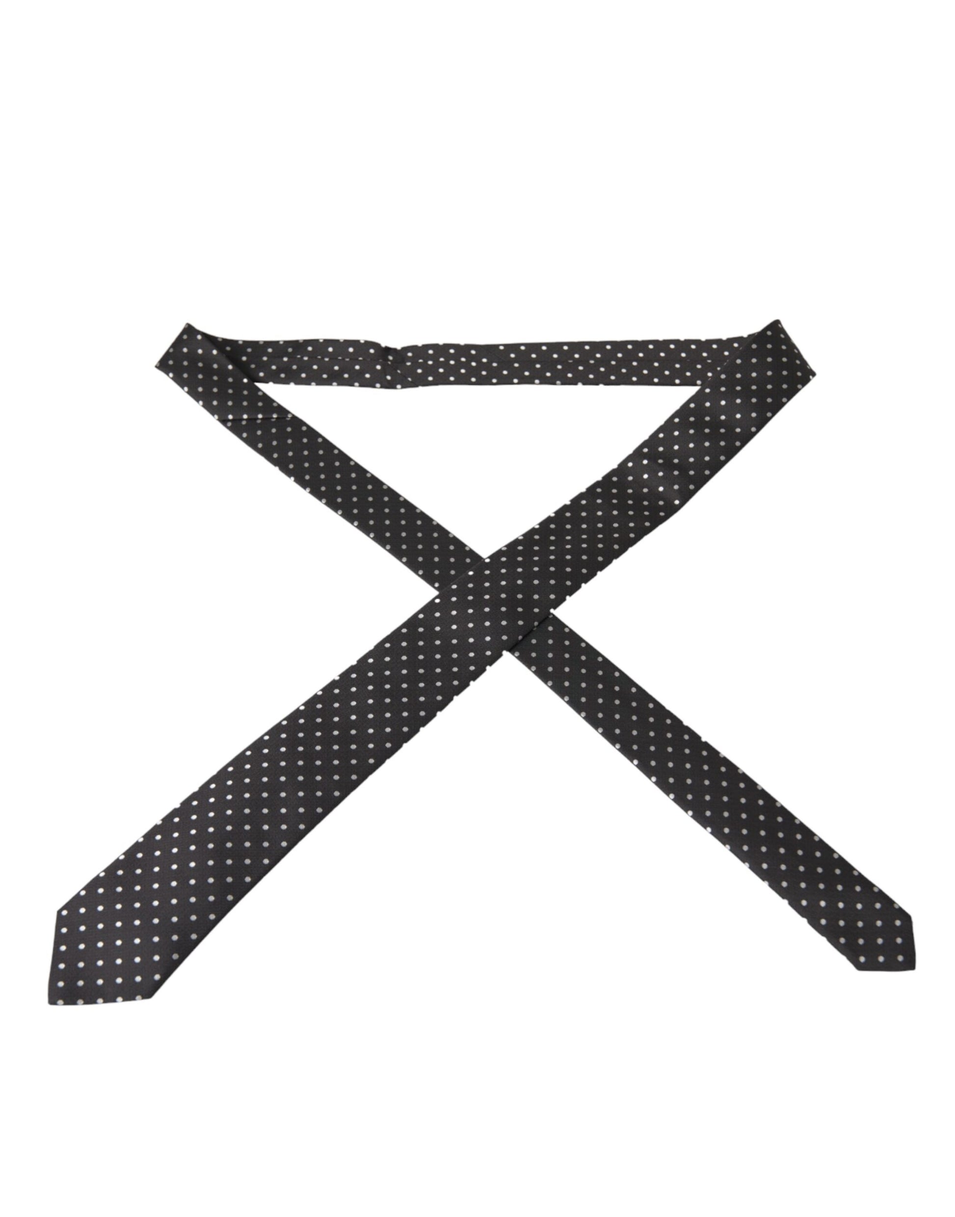 Black White Polka Dots 100% Silk Necktie Face Mask