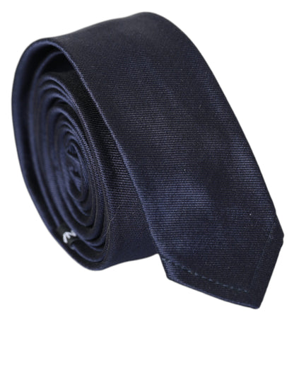 Blue Solid Silk Adjustable Tie Men