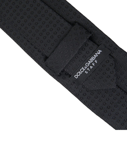 Corbata ajustable de algodón con estampado STAFF en color negro de Dolce &amp; Gabbana para hombre