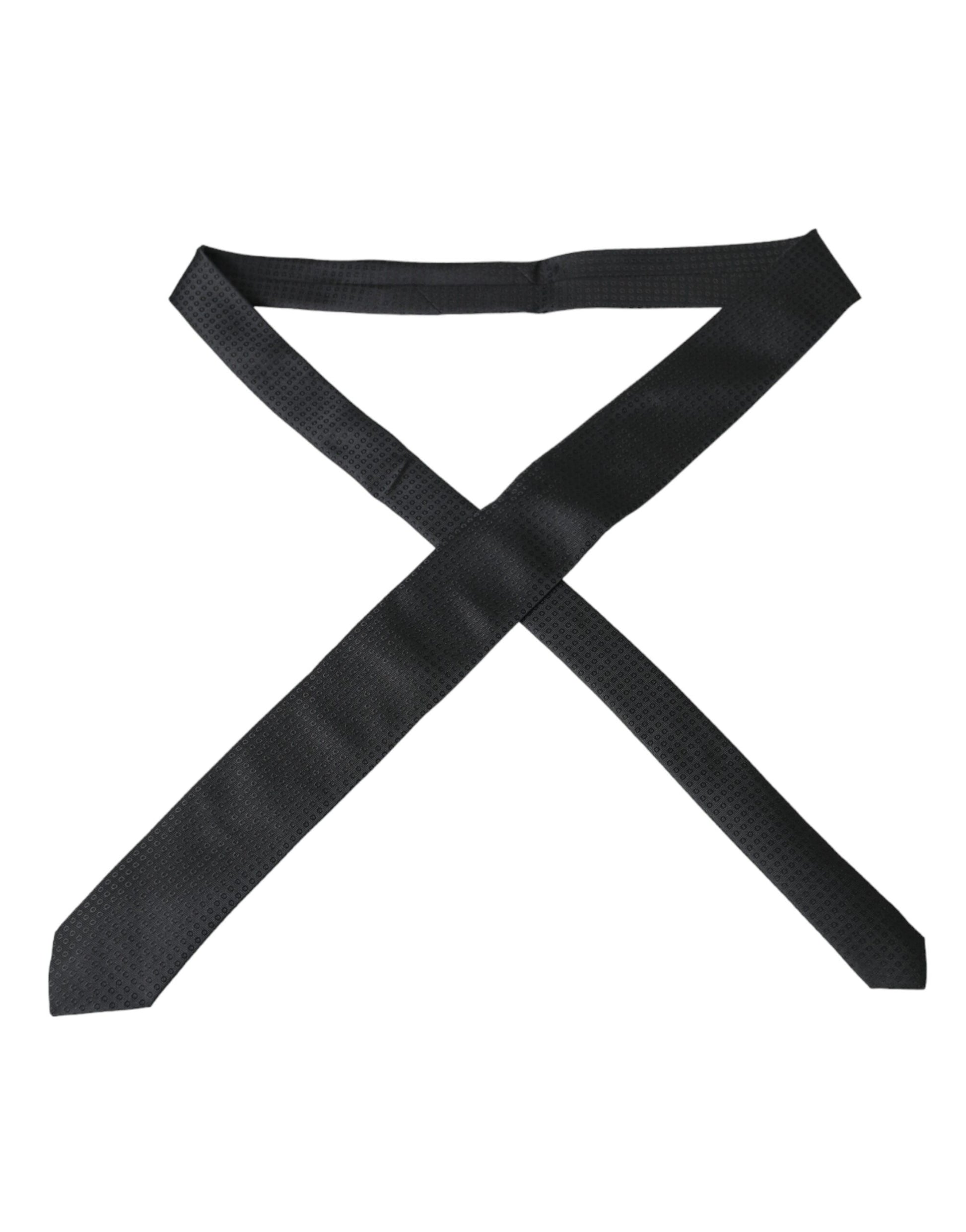 Corbata ajustable de algodón con estampado STAFF en color negro de Dolce &amp; Gabbana para hombre