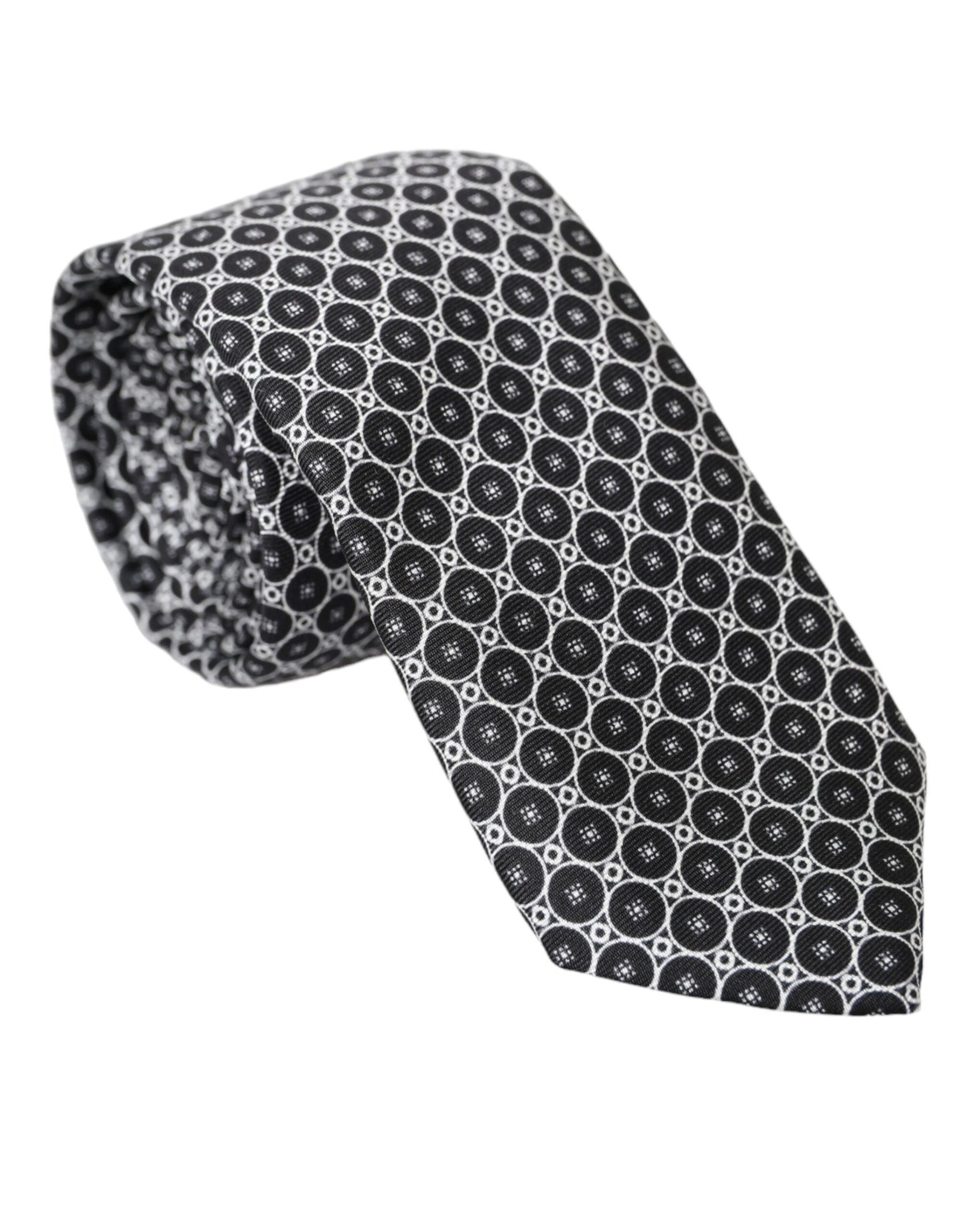 Corbata ajustable de seda con estampado blanco y negro para hombre de Dolce &amp; Gabbana