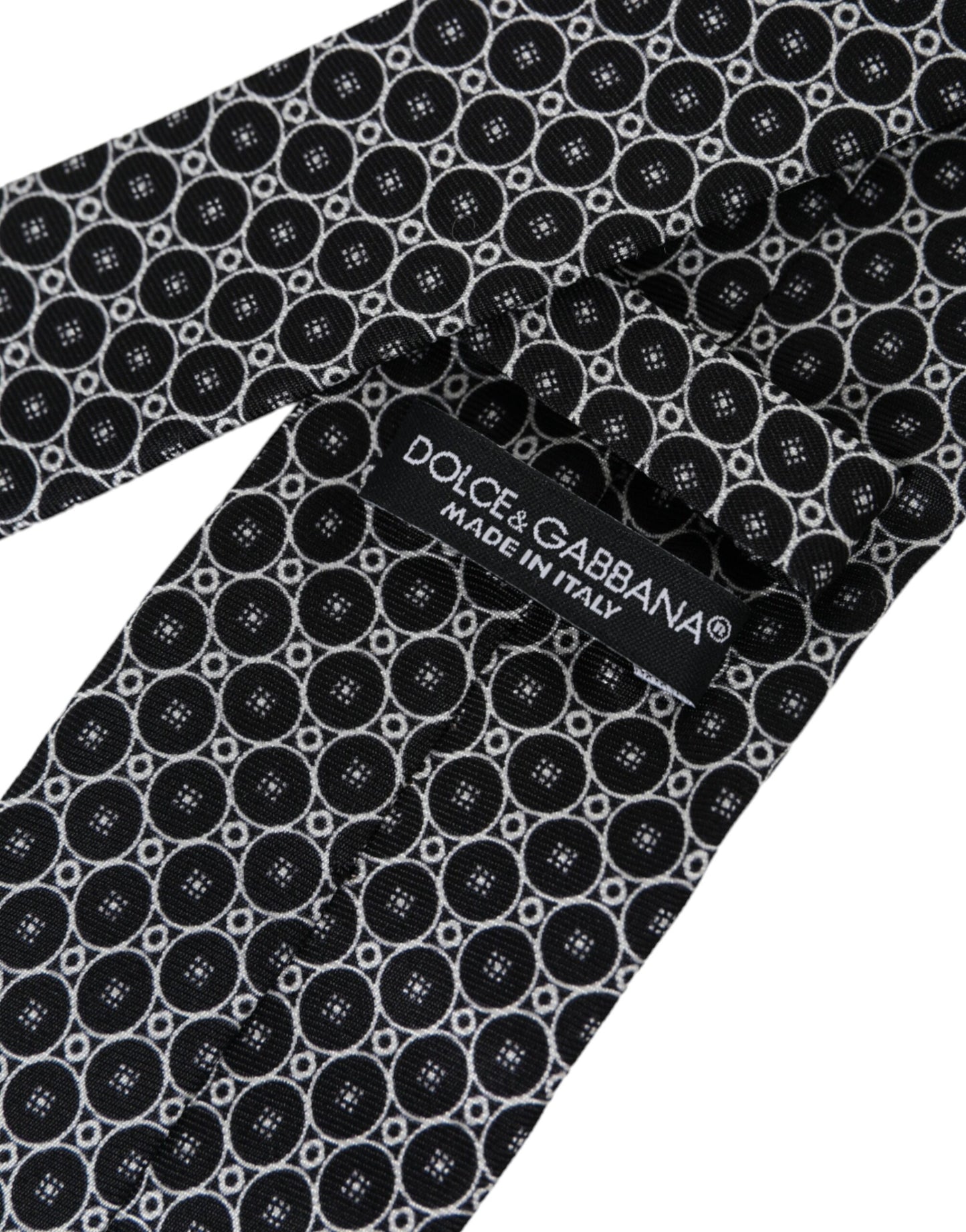 Corbata ajustable de seda con estampado blanco y negro para hombre de Dolce &amp; Gabbana